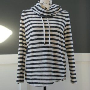 Chaps black and white Striped cowel neck Pullover; Size Med 70% Cotton, 20% Poly